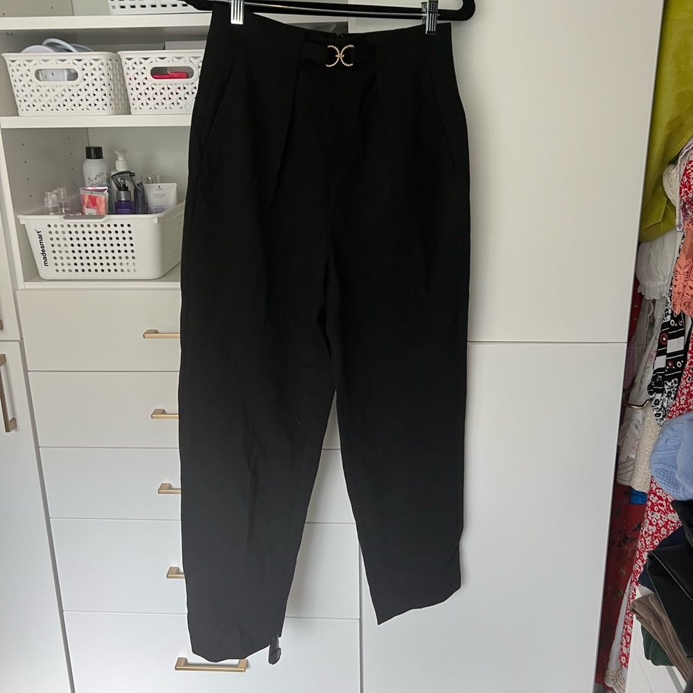 Sandro black trouser size 38 (US 6) with gold buckle detail
